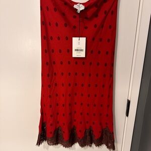 Reformation Red Dress with Black Polka Dots